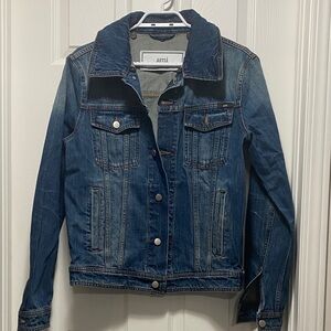 Pre-owned Ami Dark Blue Denim Jacket - Classic Trucker Style